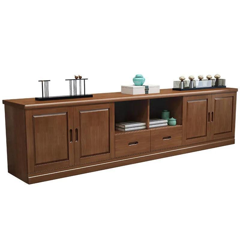 Solid Wood TV Stand Console Open Storage TV Console with Drawers