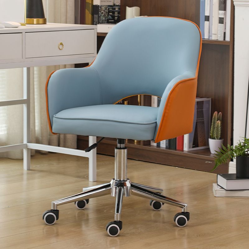 Armless Office Chair Contemporary Desk Chair with Wheels for Living Room