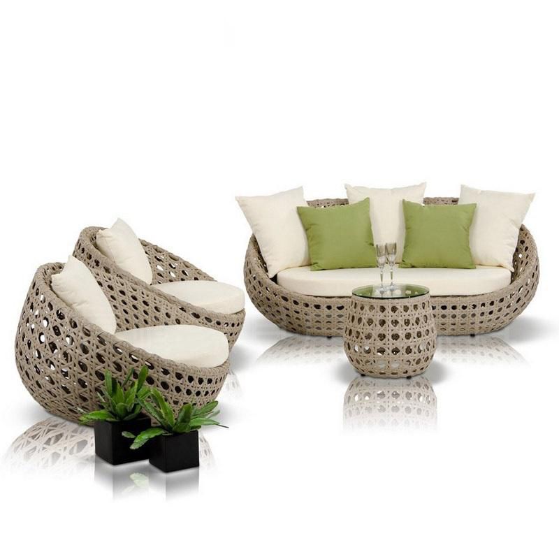 Willow Vine Outdoor Sofa Arc Shape Contemporary Style Seating in Light Wood