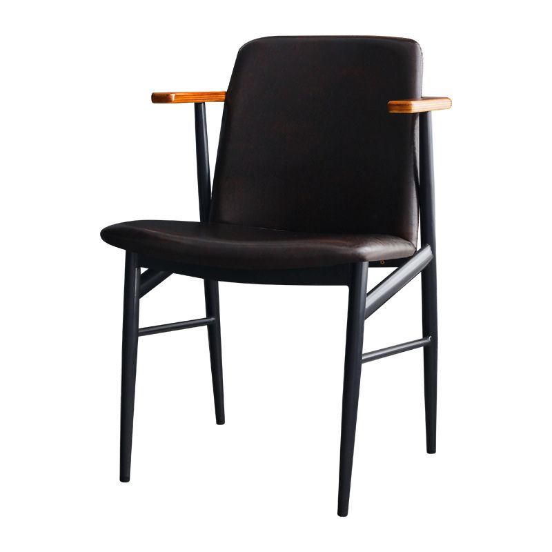 PU Leather Dining Arm Chair Industrial Upholstered Arm Chair