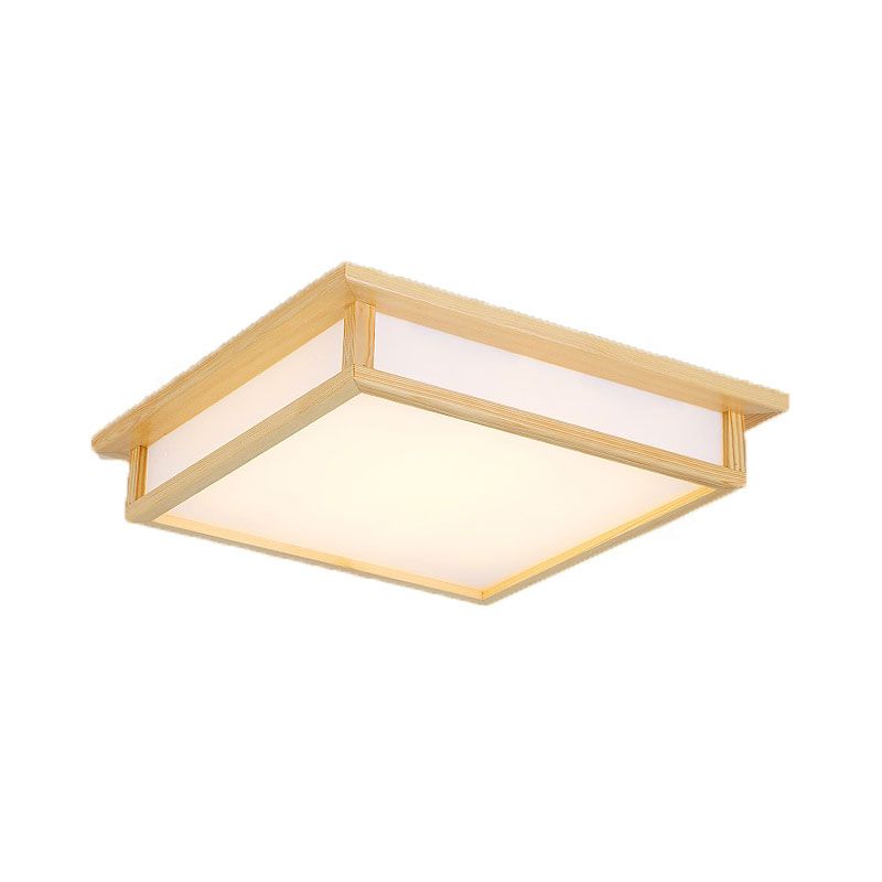 Minimalism Flush Mount Square LED Ceiling Light with Wood for Living Room