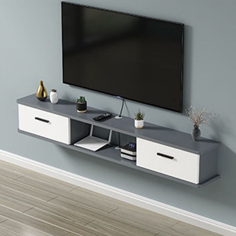 Contemporary Media Console Wooden TV Stand Console with Doors