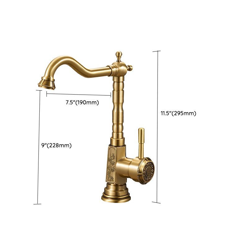 Traditional Kitchen Faucet Copper Gooseneck Standard Kitchen Faucets with Single Handle