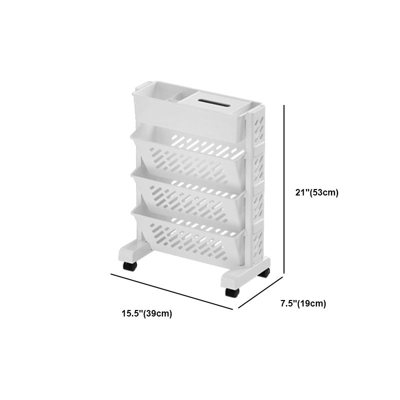 White Plastic/Acrylic Shelf Urban Closed Back Bookcase with Caster