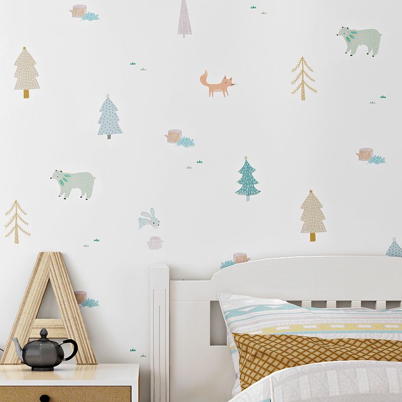 Cute Multi-Colored Animal Wallpaper for Kids, 33'L x 20.5"W, Non-Pasted