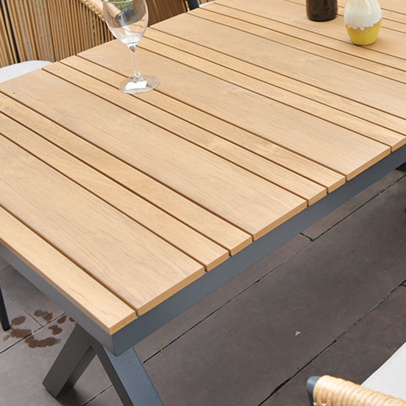 Modern Artificial Wood Courtyard Table Geometric Outdoor Table