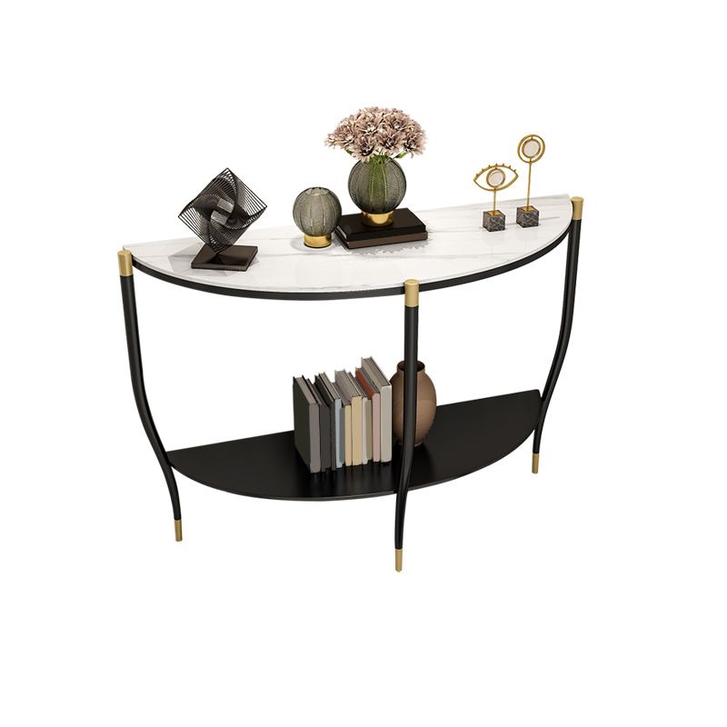 Glam Hall 3 Legs 1-shelf Slate Half Moon Storage Console Table