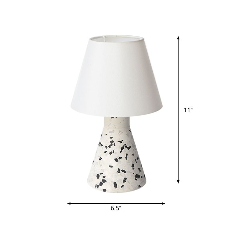 Modern Wide Flared Night Table Light Marble 1-Light Bedroom Nightstand Lamp with Barrel Fabric Shade