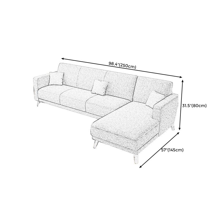 L-Shape Linen Blend Square Arm Sectional Wear-Resistant Slipcovered Sofa and Chaise