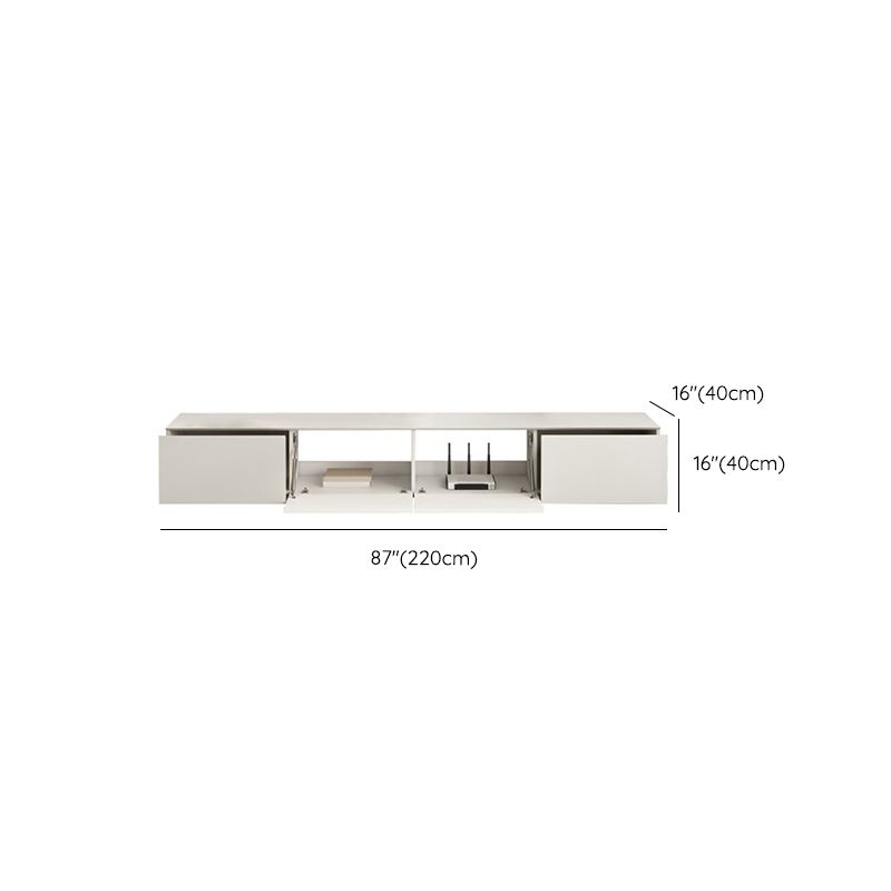 White Engineered Wood Media Console Contemporary TV Stand Console