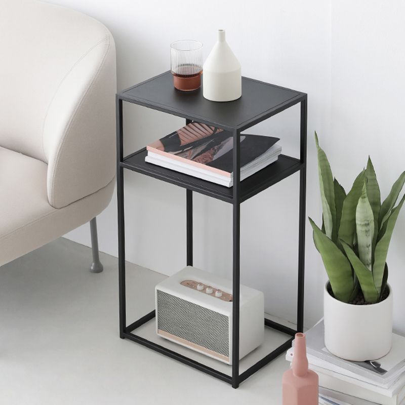 2 Shelves Iron Nightstand Industrial Bedside Cabinet ,27.6" Tall