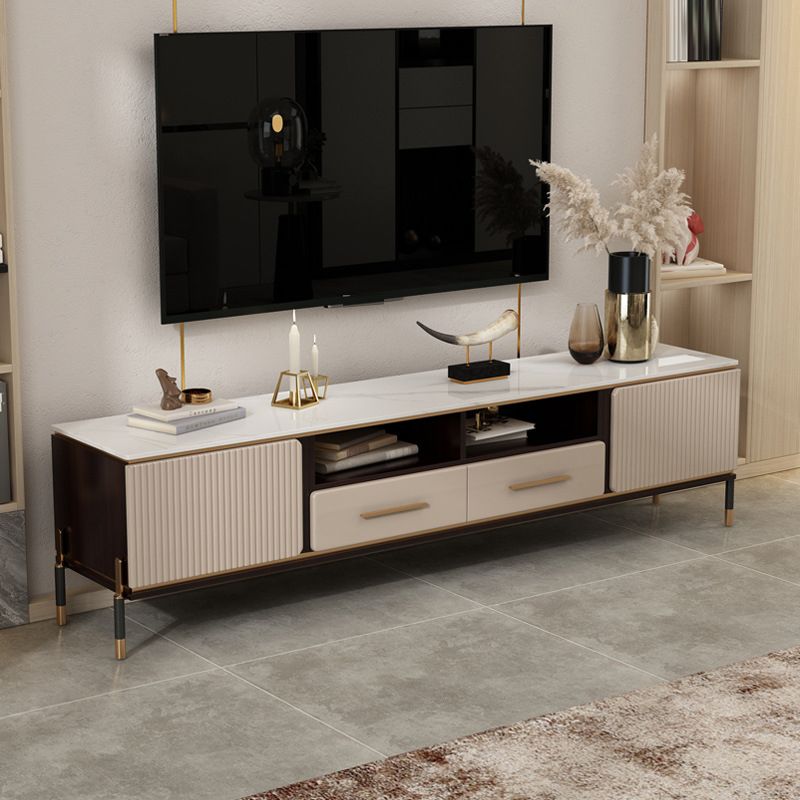 Glam TV Stand Console Stone Media Console TV Stand with 2 Drawers