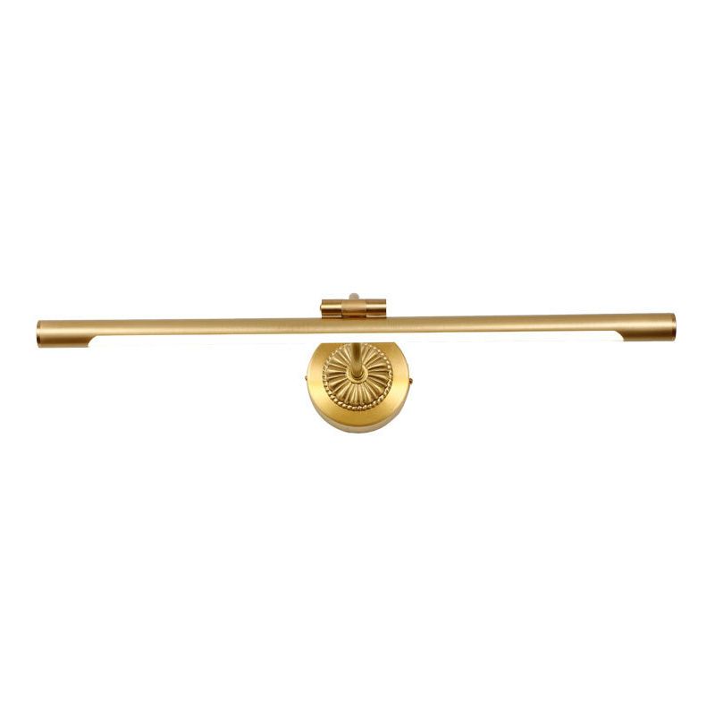 1-Light Linear Shade Wall Sconce Post-Modern Simple Style Mirror Wall Lighting in Gold