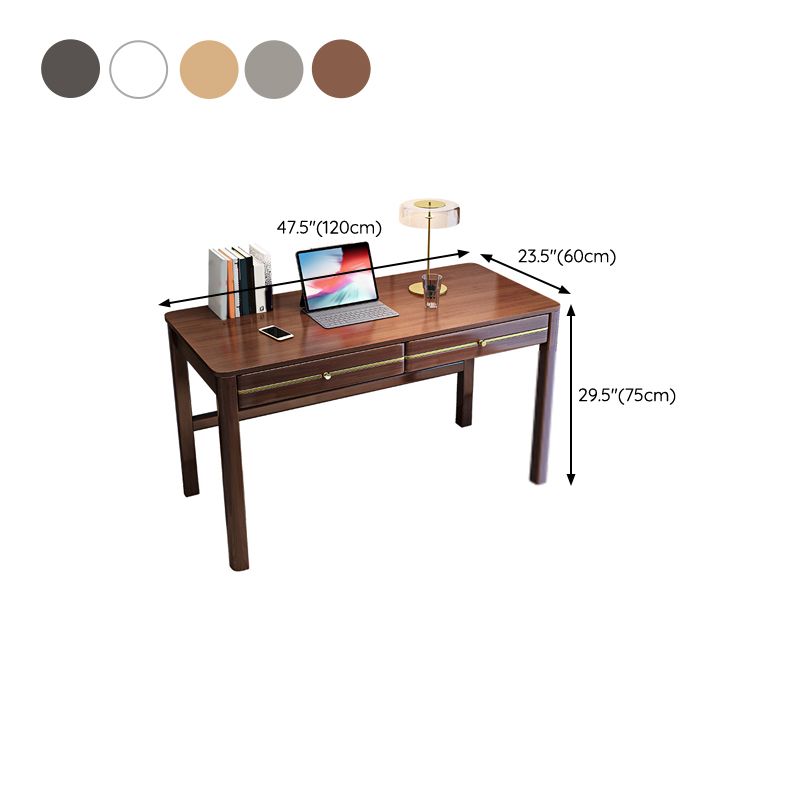 Modern Solid Wood Office Desk 2-Drawers 29.53" Tall Writing Desk for Home