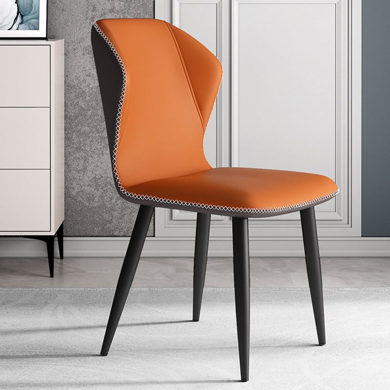 Contemporary Home Upholstered Side Chair Metallic Finish Wingback Dining Chair