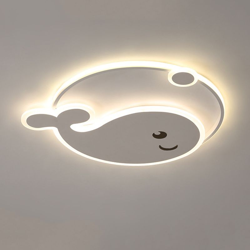 Whale Shape Flush Light Modern Style Metal 2 Light Flush Mount for Bedroom