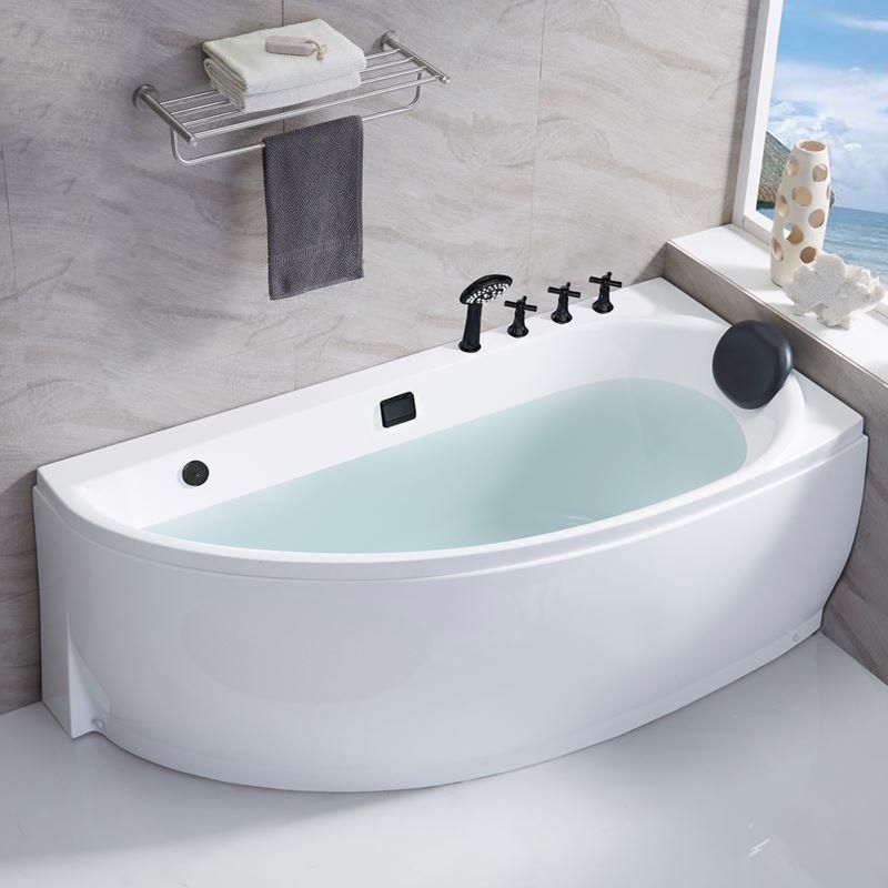 Modern Acrylic Bath Corner Soaking Back to Wall White Modern Bathtub