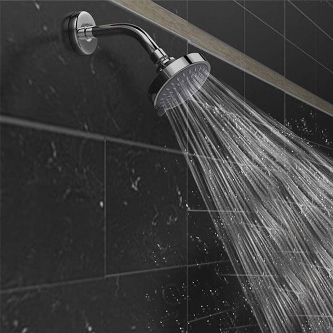 Modern Standard 5 Setting Shower Head Round Metal Adjustable Spray Pattern Showerhead