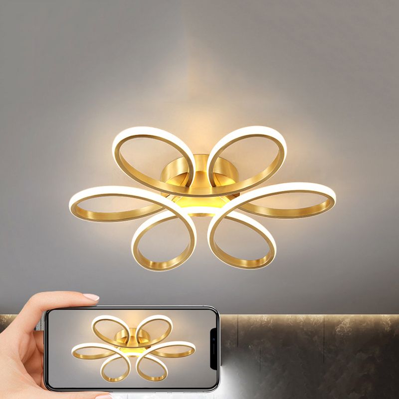 6-Lights Modern Style Flush Mount Flower Shape Acrylic Ceiling Light for Living Room