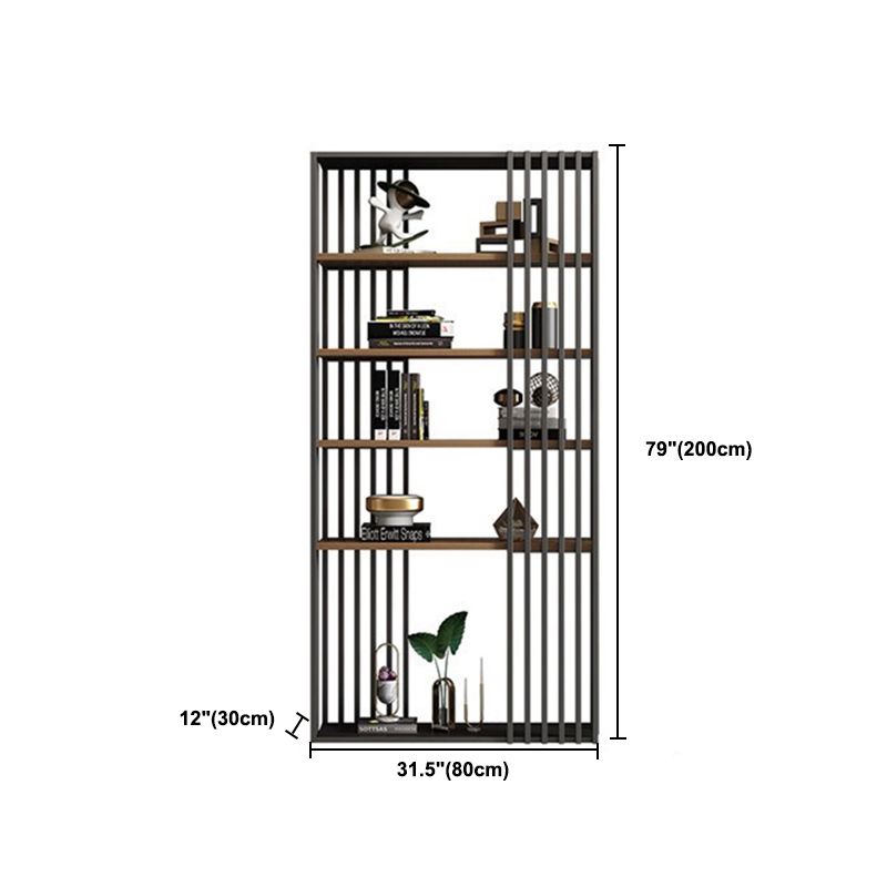 Black Iron Frame Bookshelf Modern Open Storage Bookcase with Multi Shelves