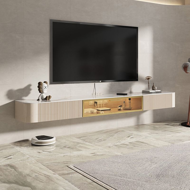 Glam Stone TV Console Floating TV Media Stand with Doors for Living Room