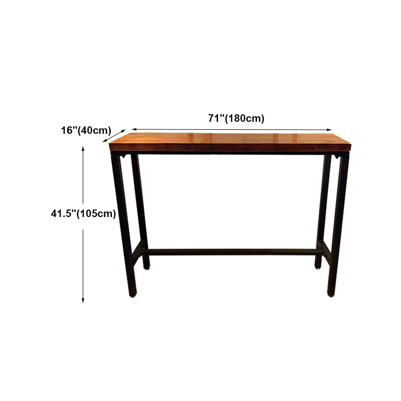 Brown Wood Bar Dining Table with Rectangle Table Top Trestle Table - 41.3" H