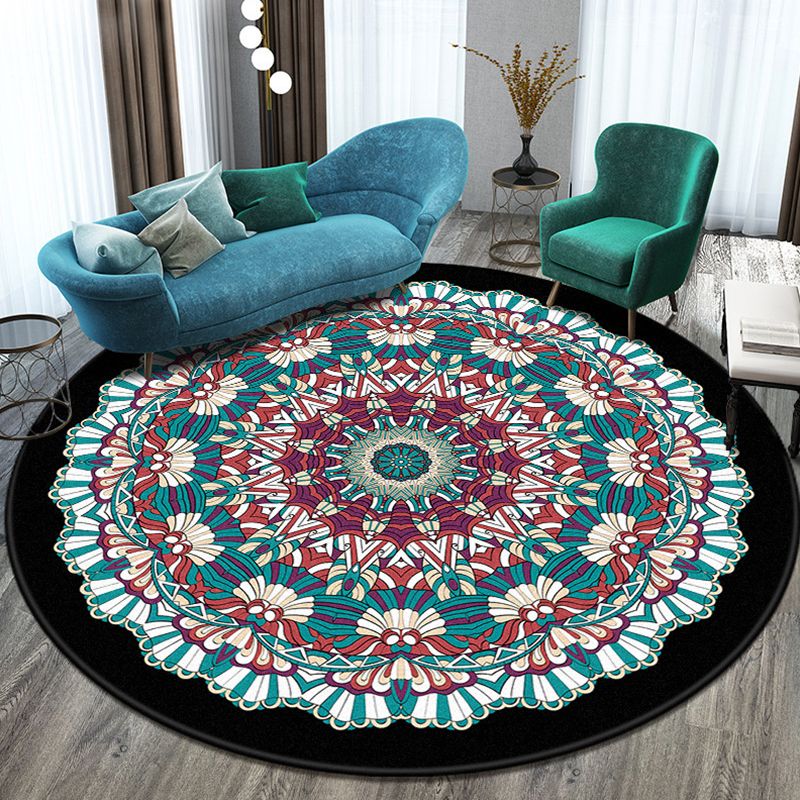 Marokkaanse ronde tapijt medaillon print indoor tapijt vlek resistent polyester gebied tapijt voor woonkamer