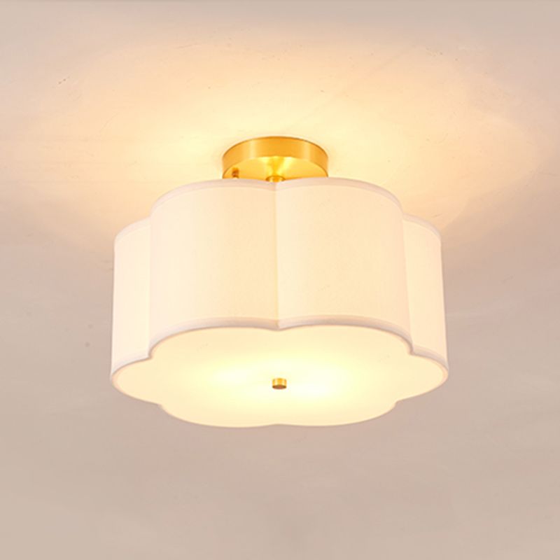 Geometric Fabric Flush Mount Light Modern 5 Lights Flush Mounted Light Fixture in White