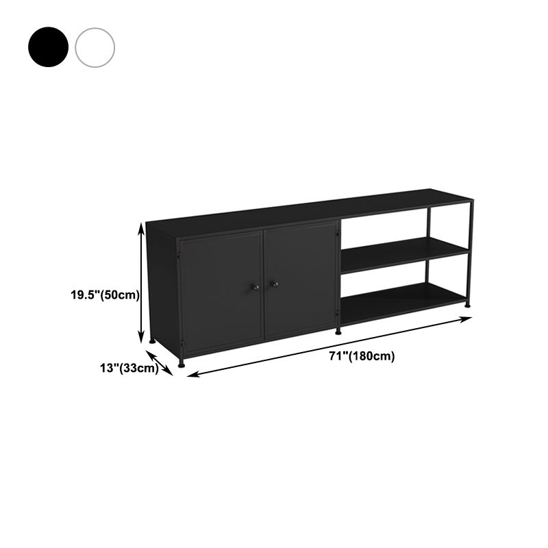 Industrial Style TV Stand Metal Open Storage TV Console with Shelves