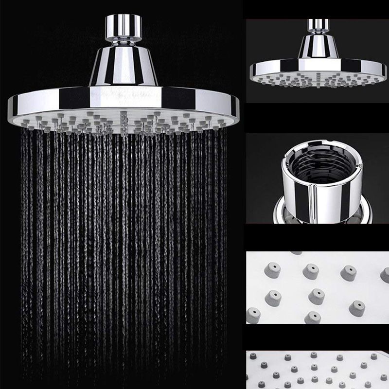 Round Fixed Shower Head Silver Single Spray Wall-Mount Shower Head