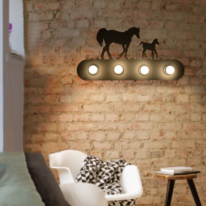 Industrial Style Iron Vanity Light Horses Shape Vanity Lamp for Bedroom