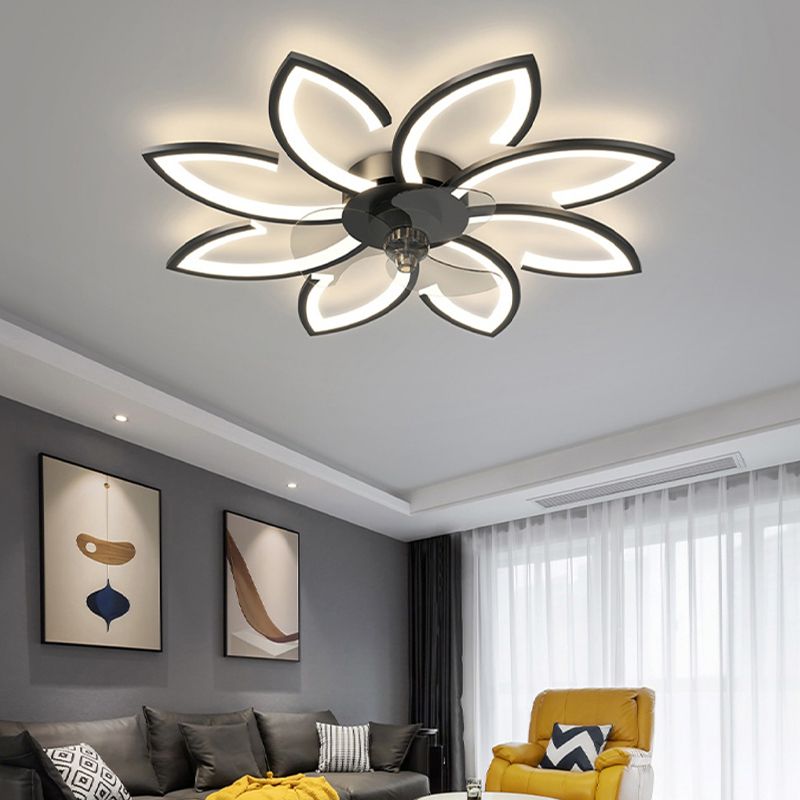 Fleurée de fleurs ventilateur de plafond en métal Style moderne 6 lumières Fan Plafond Lampe