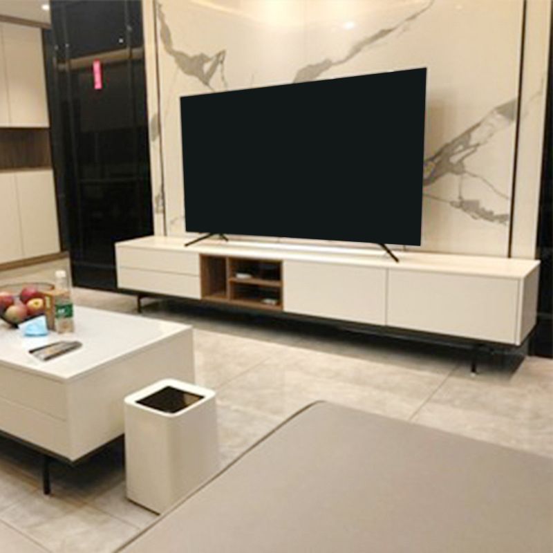 Contemporary Wooden TV Stand Open Storage TV Media Console with Doors for Living Room