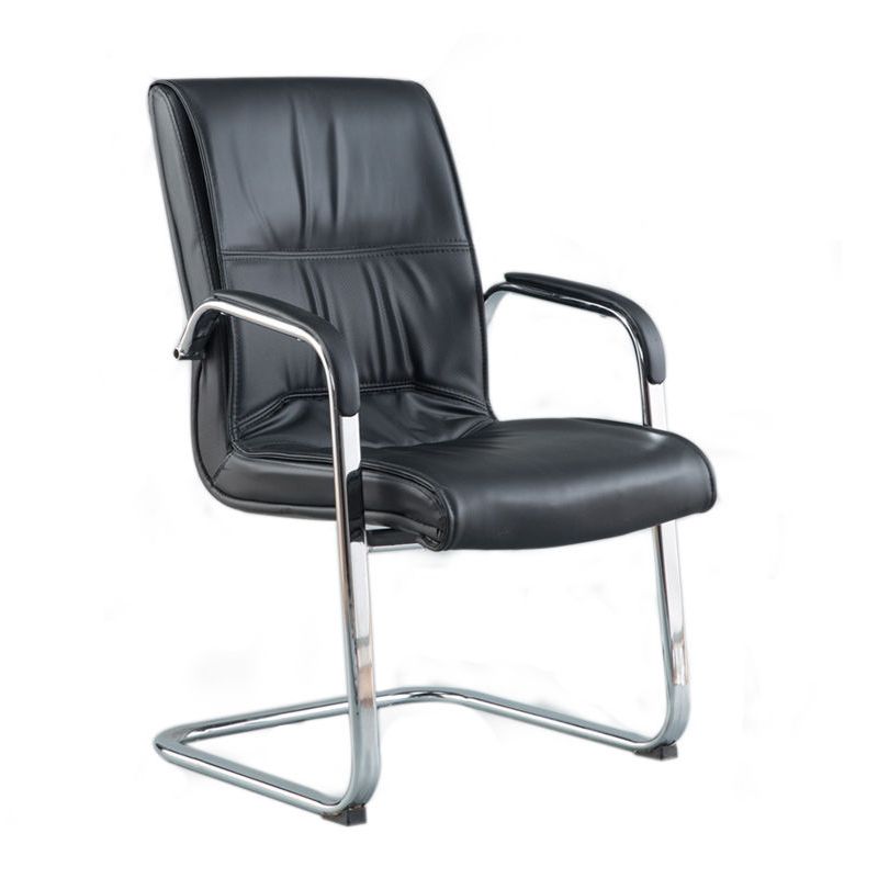 Faux Leather and Chrome Frame Desk Chair Padded Arms Office Chair