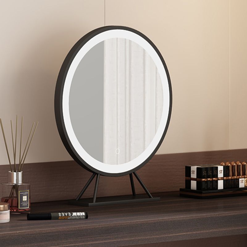 3-Piece Modern Lighted Mirror Wood Vanity Dressing Table Set with Drawer