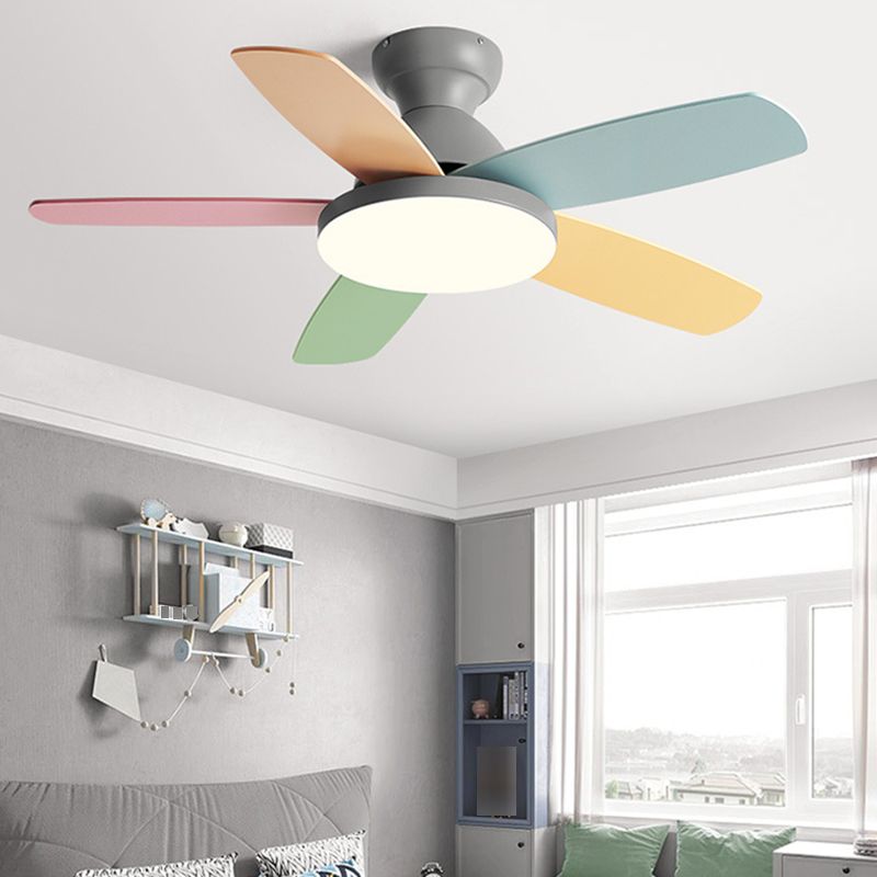 Ceiling Fan Light Metal Kids Style LED Ceiling Flush Mount for Bedroom