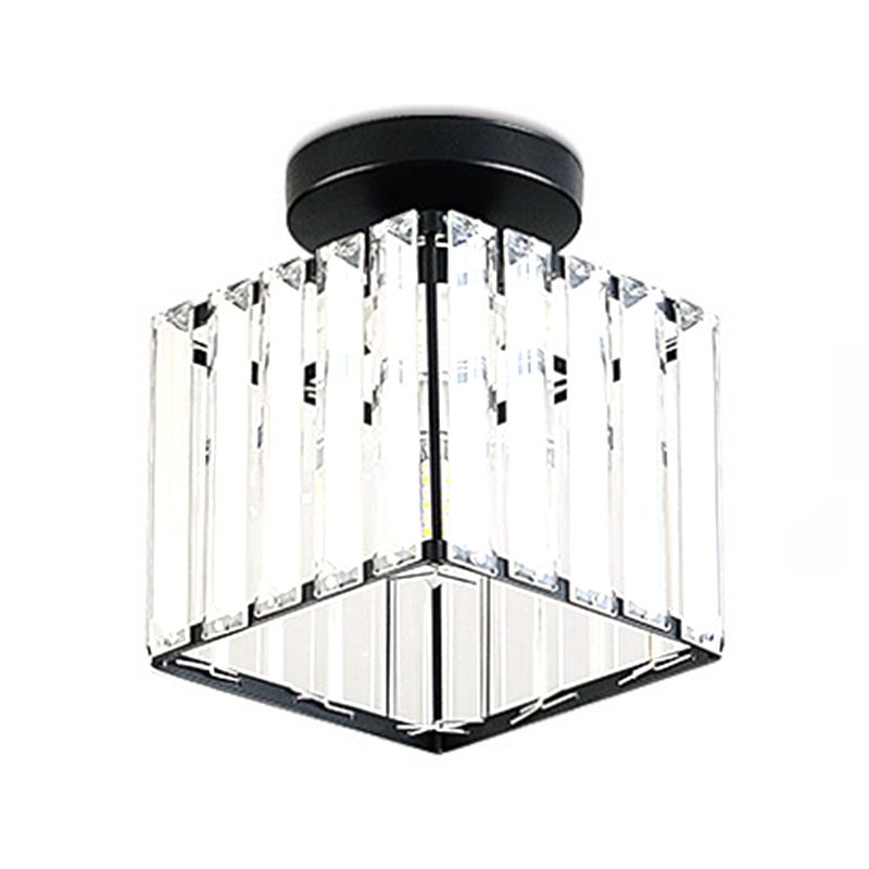 Single Golden/Black Flush Mount Lighting Glam Glass Shaded Ceiling Light