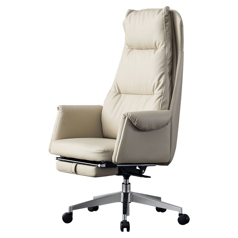 Modern Leather Office Chair Padded Arms Adjustable Seat Height Swivel Chair with Wheels