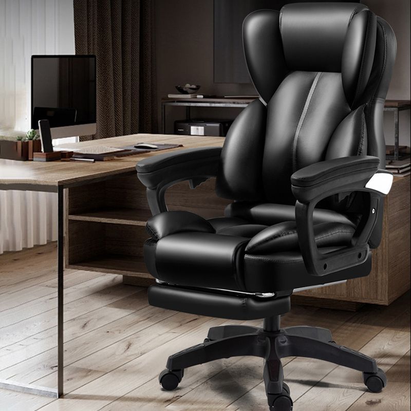 Modern Swivel Chair Adjustable Seat Height Faux Leather Office Chair with Wheels