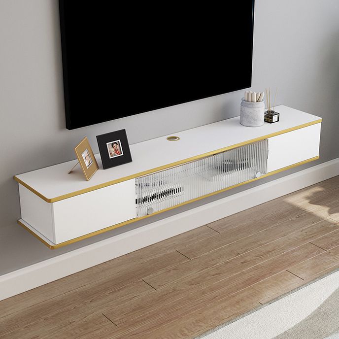 Contemporary Style White TV Stand Faux Wood Wall-mounted TV Cabinet