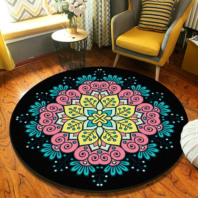 Persian Mandala Indoor Rug Multi Colored Synthetics Carpet Washable Anti-Slip Rug for Home Decor