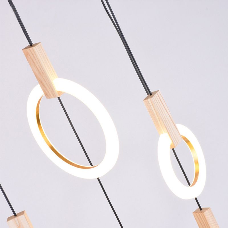 Acrylic Circle Pendant Ceiling Light Minimalist Style LED Wood Ceiling Pendant Light