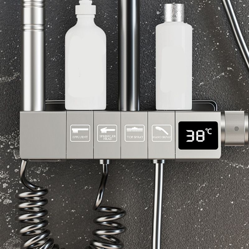 Contemporary Shower Set Slide Bar Dual Shower Head Thermostatic Wall Mounted Shower System