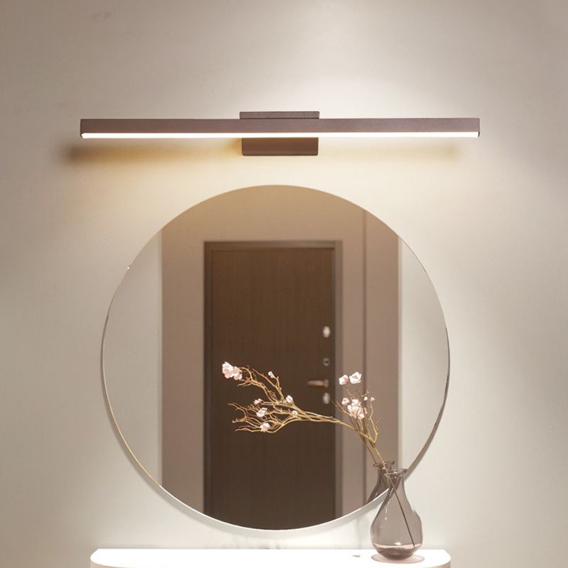 Metal Linear Shape Mirror Wall Light Modern 1 Light Mirror Wall Mount Fixture in Brown