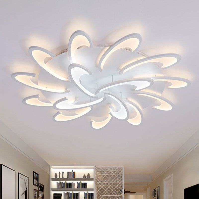 Windmill Acrylic LED Semi Flush Light Simplicity White Ceiling Flush Mount for Living Room