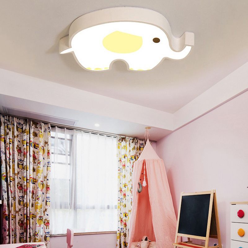 Cartoon Animal Flush Ceiling Light Children's Bedroom LED Flush Mount Light Fixture