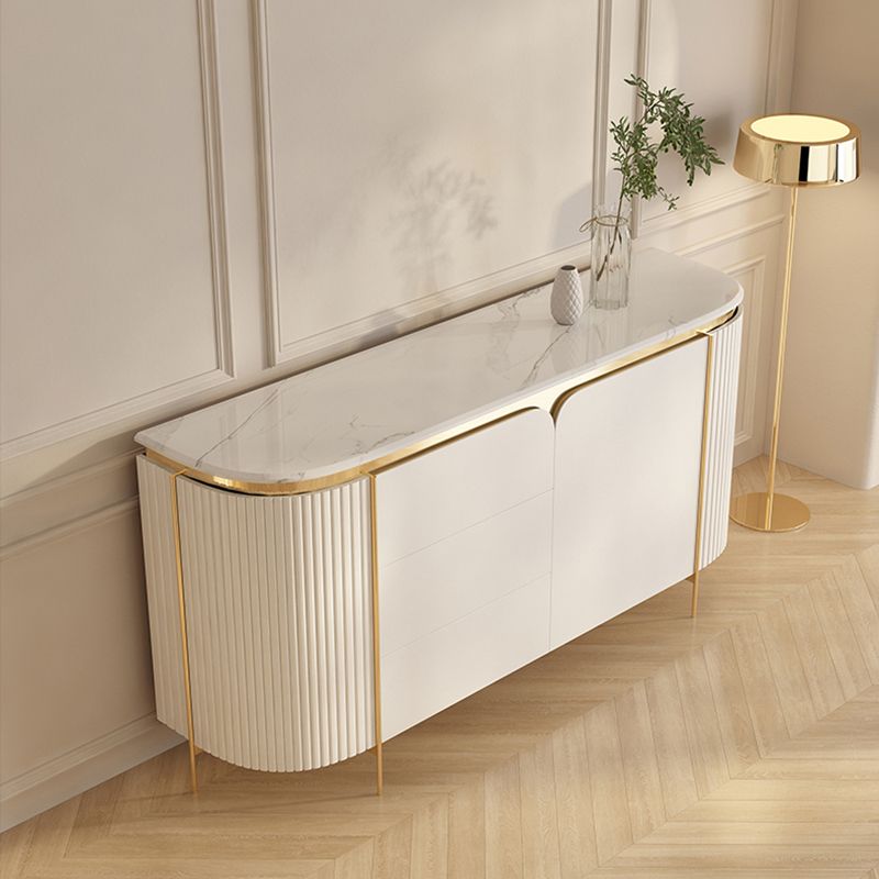 Modern Style Marble Top Wood Storage Sideboard Cabinet for Home Use