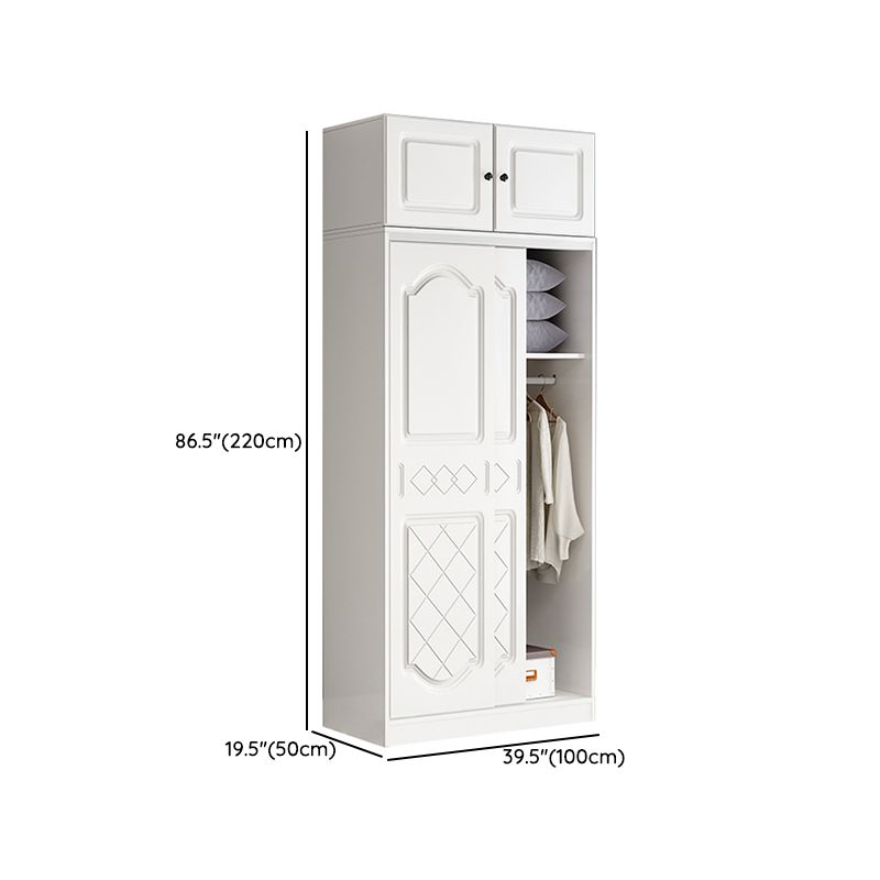 Contemporary White Coat Locker Solid Wood Closet with1 Sliding Door