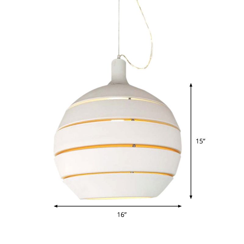 Blanc Globe Drop Pendant Contemporary 1 Light Metal Suspension Lampe for Dining Room