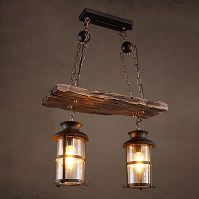 Wood Black kroonluchter hanglamp in de gearceerde vintage stijl hanglampverlichting armatuur